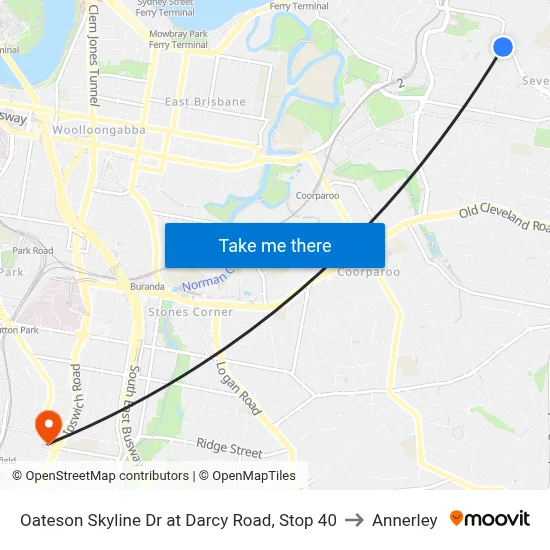 Oateson Skyline Dr at Darcy Road, Stop 40 to Annerley map