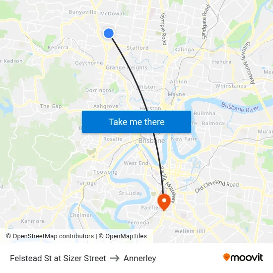 Felstead St at Sizer Street to Annerley map