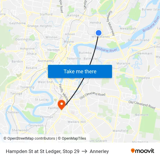 Hampden St at St Ledger, Stop 29 to Annerley map