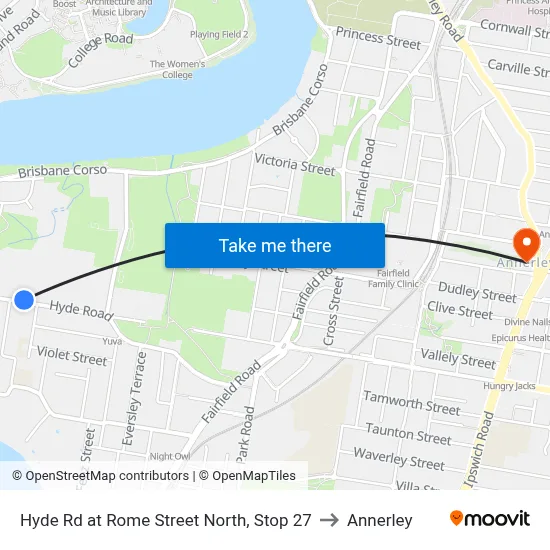 Hyde Rd at Rome Street North, Stop 27 to Annerley map