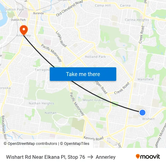 Wishart Rd Near Elkana Pl, Stop 76 to Annerley map