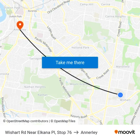 Wishart Rd Near Elkana Pl, Stop 76 to Annerley map