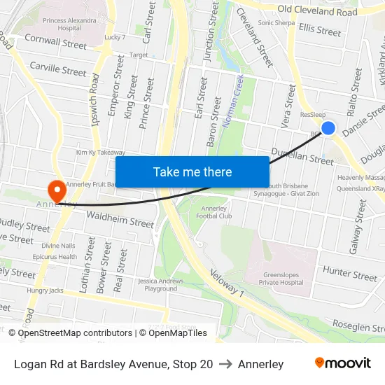 Logan Rd at Bardsley Avenue, Stop 20 to Annerley map