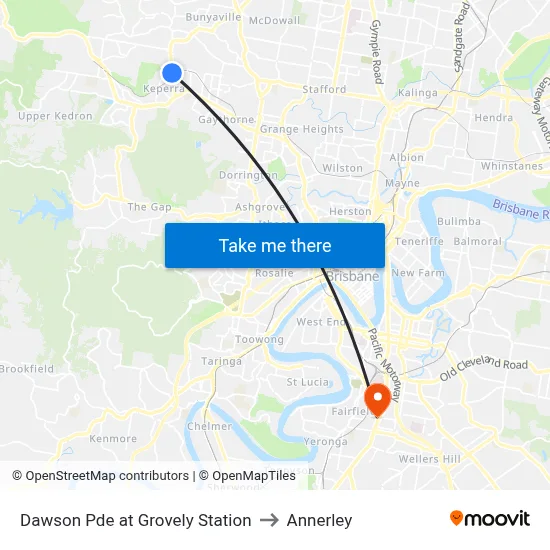 Dawson Pde at Grovely Station to Annerley map