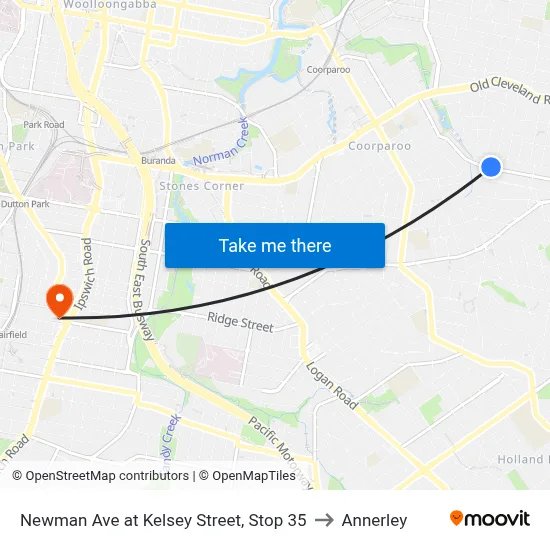 Newman Ave at Kelsey Street, Stop 35 to Annerley map