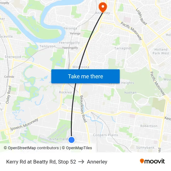 Kerry Rd at Beatty Rd, Stop 52 to Annerley map