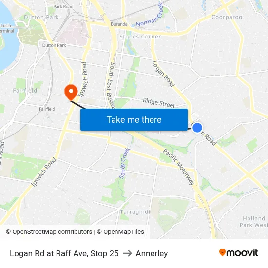 Logan Rd at Raff Ave, Stop 25 to Annerley map