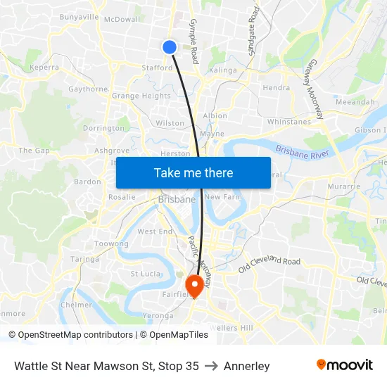 Wattle St Near Mawson St, Stop 35 to Annerley map