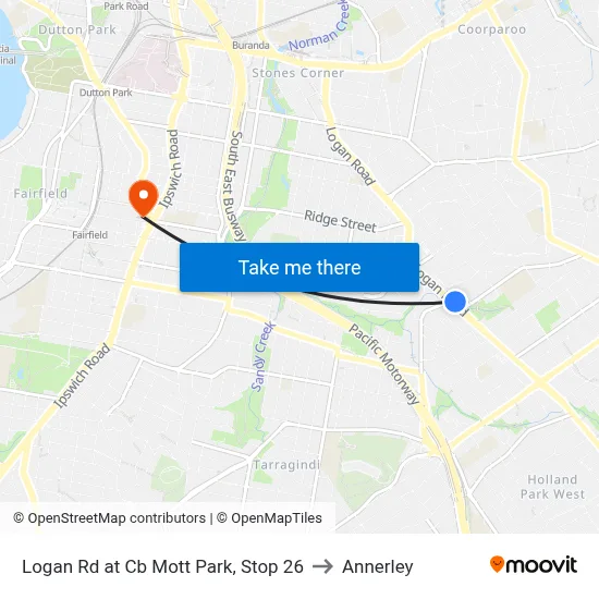 Logan Rd at Cb Mott Park, Stop 26 to Annerley map