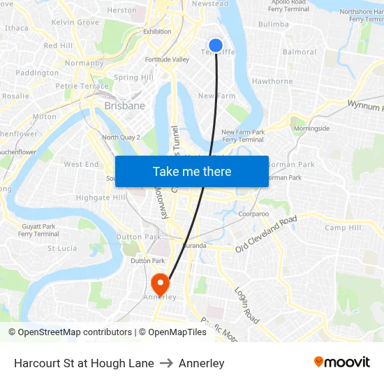 Harcourt St at Hough Lane to Annerley map