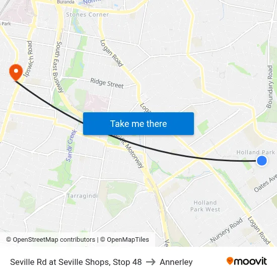 Seville Rd at Seville Shops, Stop 48 to Annerley map