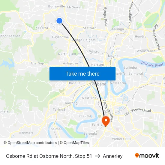 Osborne Rd at Osborne North, Stop 51 to Annerley map