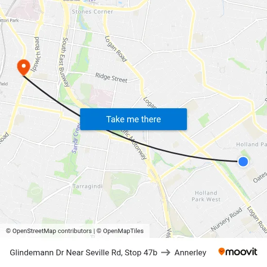 Glindemann Dr Near Seville Rd, Stop 47b to Annerley map