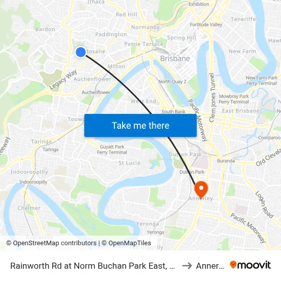 Rainworth Rd at Norm Buchan Park East, Stop 12 to Annerley map