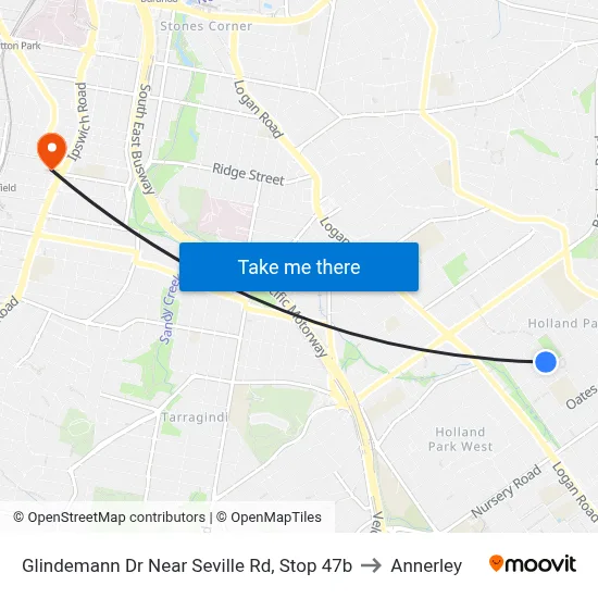 Glindemann Dr Near Seville Rd, Stop 47b to Annerley map