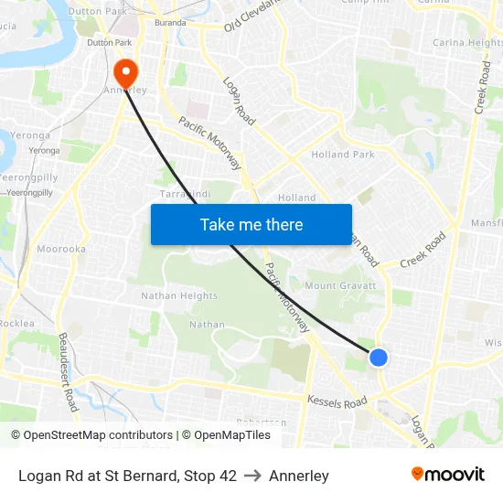 Logan Rd at St Bernard, Stop 42 to Annerley map