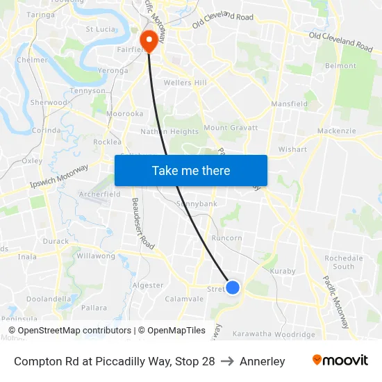 Compton Rd at Piccadilly Way, Stop 28 to Annerley map