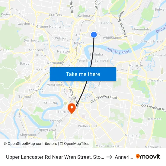 Upper Lancaster Rd Near Wren Street, Stop 25 to Annerley map
