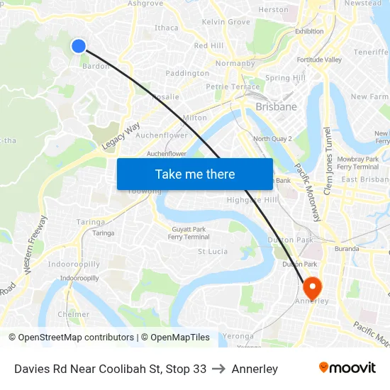 Davies Rd Near Coolibah St, Stop 33 to Annerley map