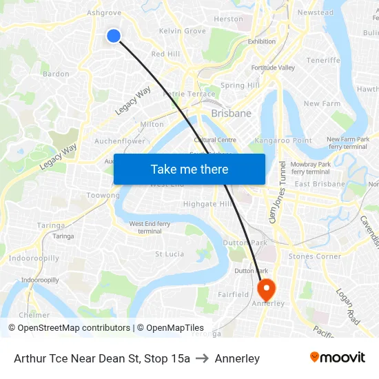 Arthur Tce Near Dean St, Stop 15a to Annerley map