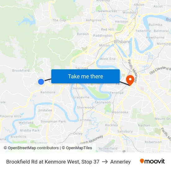 Brookfield Rd at Kenmore West, Stop 37 to Annerley map