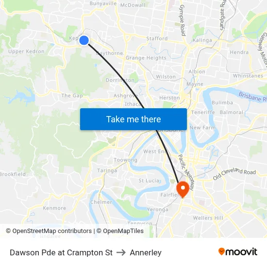 Dawson Pde at Crampton St to Annerley map