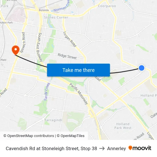 Cavendish Rd at Stoneleigh Street, Stop 38 to Annerley map