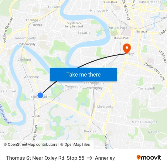 Thomas St Near Oxley Rd, Stop 55 to Annerley map