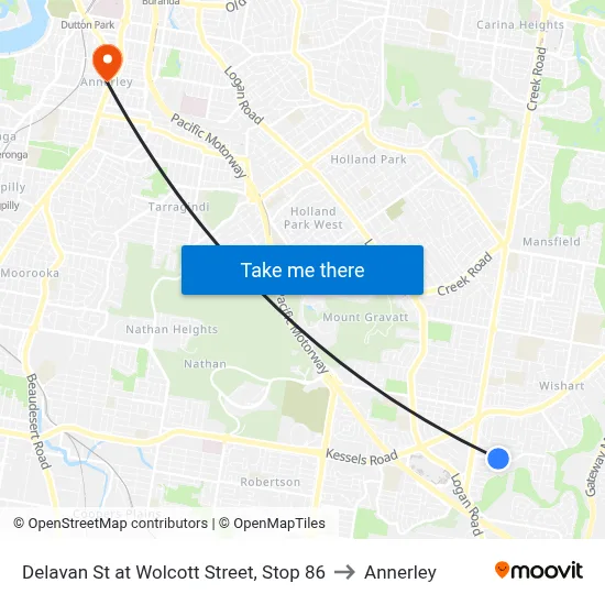 Delavan St at Wolcott Street, Stop 86 to Annerley map