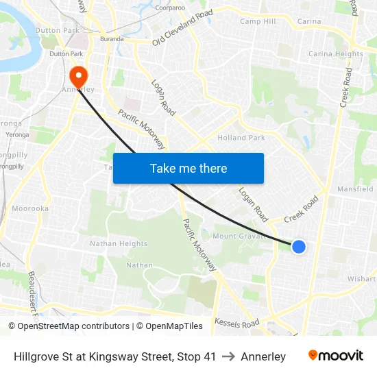 Hillgrove St at Kingsway Street, Stop 41 to Annerley map