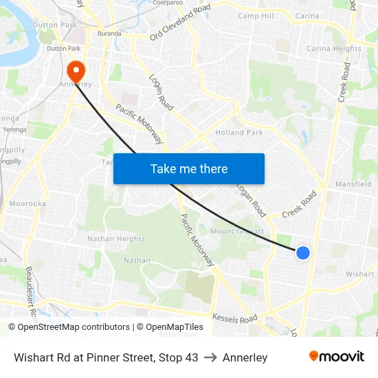 Wishart Rd at Pinner Street, Stop 43 to Annerley map