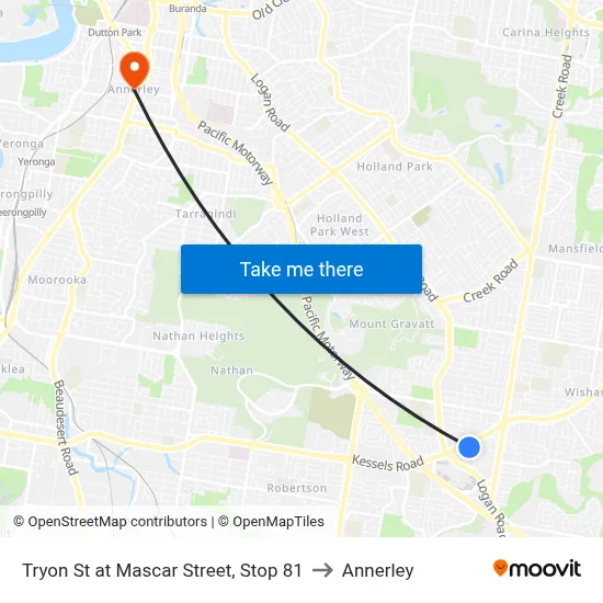 Tryon St at Mascar Street, Stop 81 to Annerley map