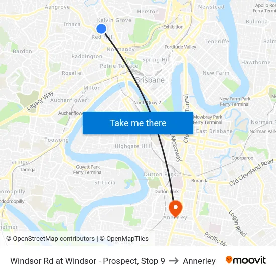 Windsor Rd at Windsor - Prospect, Stop 9 to Annerley map