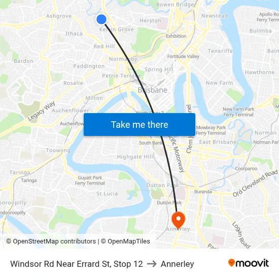 Windsor Rd Near Errard St, Stop 12 to Annerley map