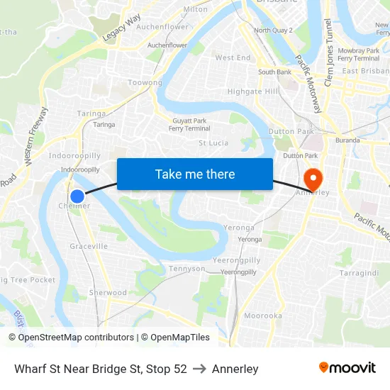 Wharf St Near Bridge St, Stop 52 to Annerley map