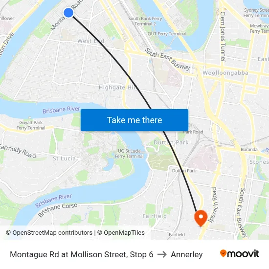 Montague Rd at Mollison Street, Stop 6 to Annerley map