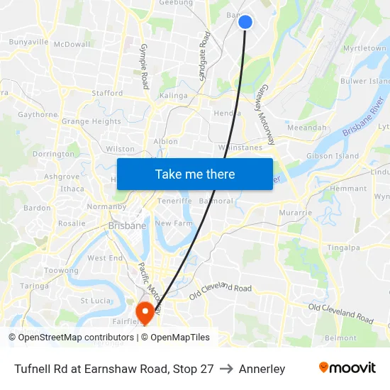 Tufnell Rd at Earnshaw Road, Stop 27 to Annerley map