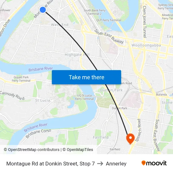 Montague Rd at Donkin Street, Stop 7 to Annerley map