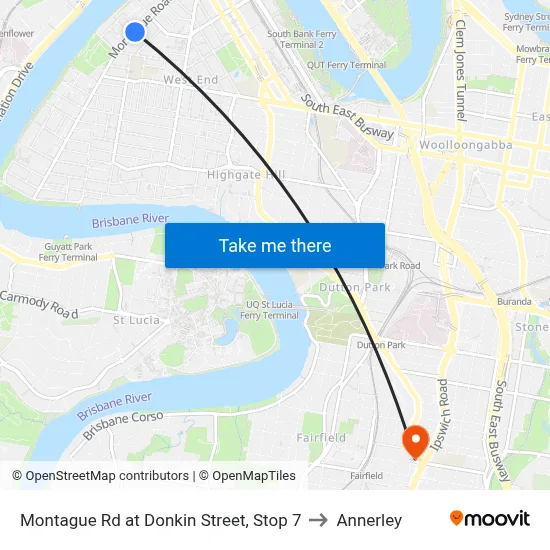 Montague Rd at Donkin Street, Stop 7 to Annerley map