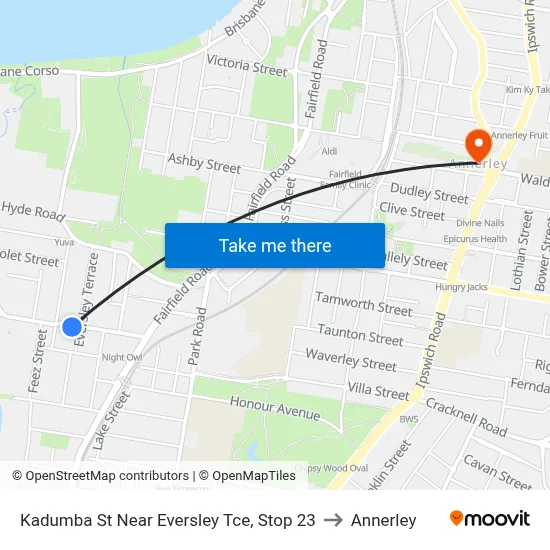 Kadumba St Near Eversley Tce, Stop 23 to Annerley map