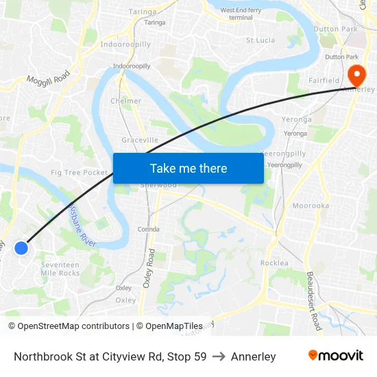 Northbrook St at Cityview Rd, Stop 59 to Annerley map
