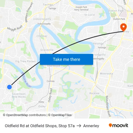 Oldfield Rd at Oldfield Shops, Stop 57a to Annerley map