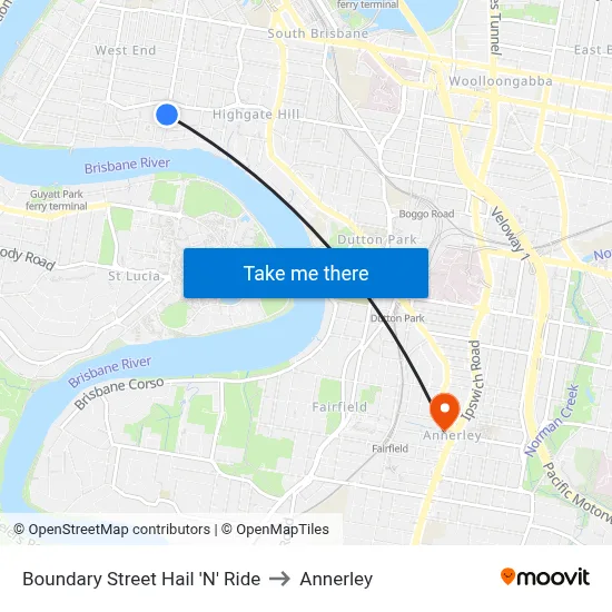 Boundary Street Hail 'N' Ride to Annerley map