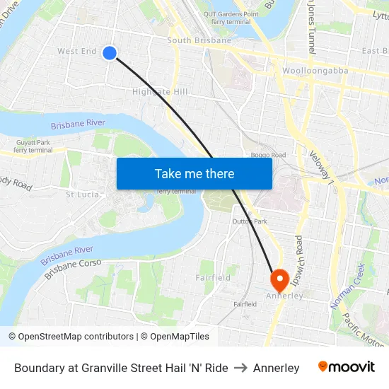 Boundary at Granville Street Hail 'N' Ride to Annerley map
