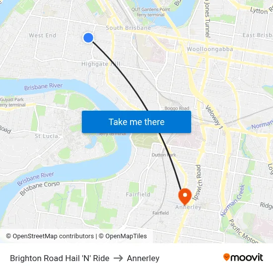 Brighton Road Hail 'N' Ride to Annerley map