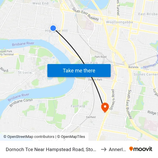 Dornoch Tce Near Hampstead Road, Stop 21 to Annerley map