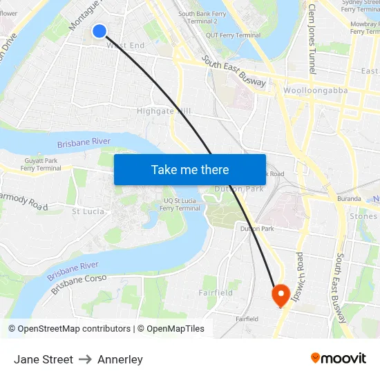 Jane Street to Annerley map