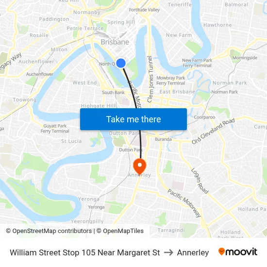 William Street Stop 105 Near Margaret St to Annerley map
