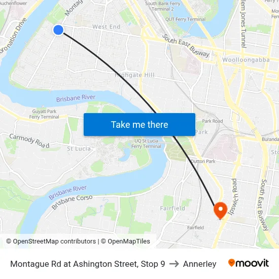 Montague Rd at Ashington Street, Stop 9 to Annerley map