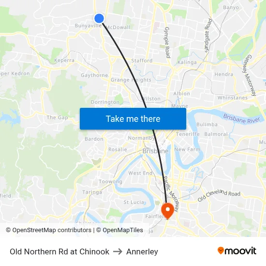 Old Northern Rd at Chinook to Annerley map
